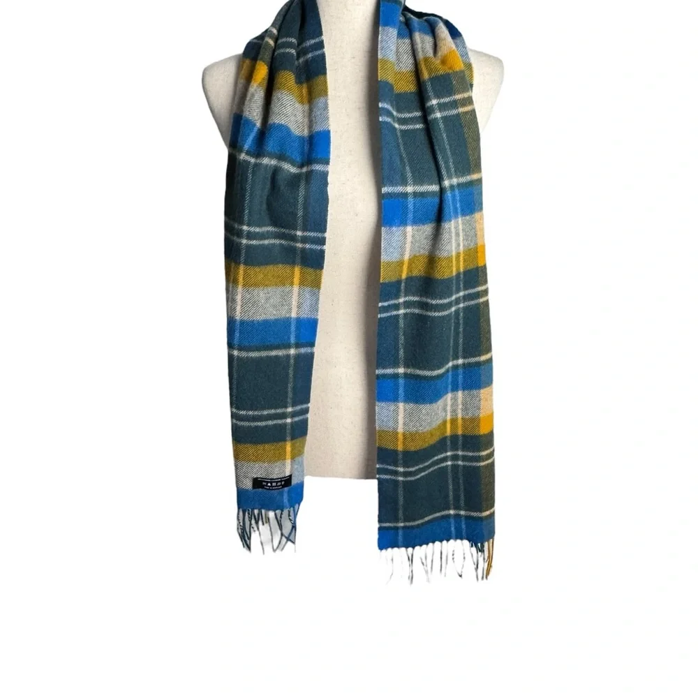 Men’s Scottish tartan Cashmere‎ plaid Blue and Gray Scarf